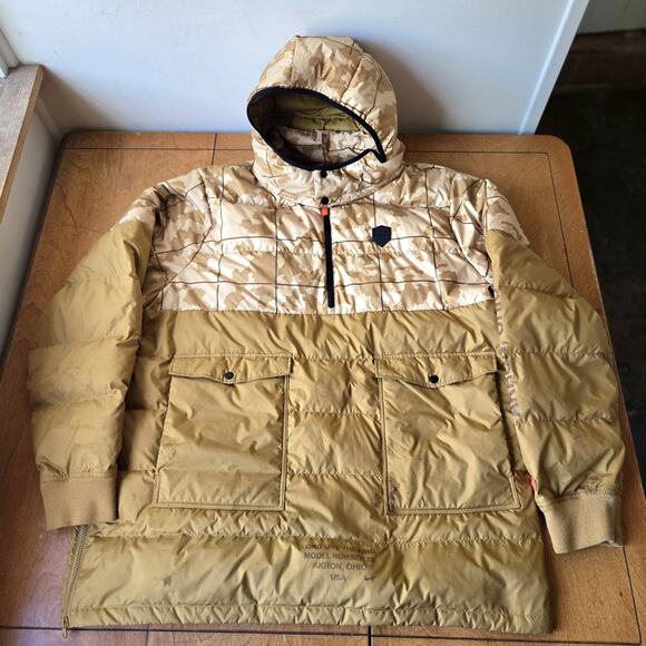 Nike Lebron James Men's Down Puffer 1/4 Zip Tan Camo Coat Jacket Size 3XL - Picture 1 of 16